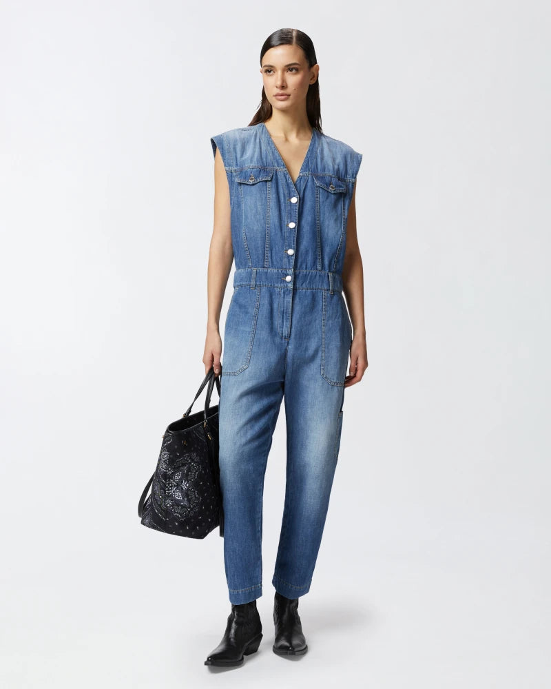Tuta jeans senza maniche