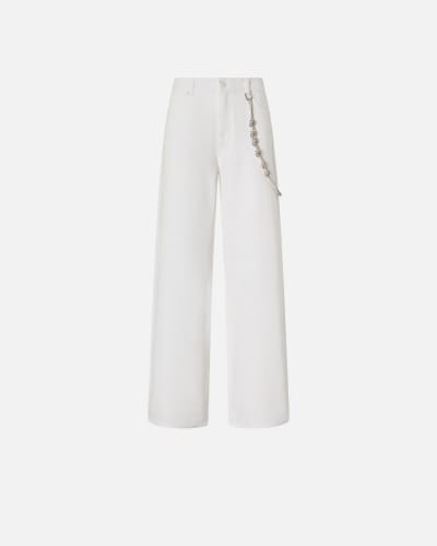 Pantaloni larghi loose fit con catena gioiello