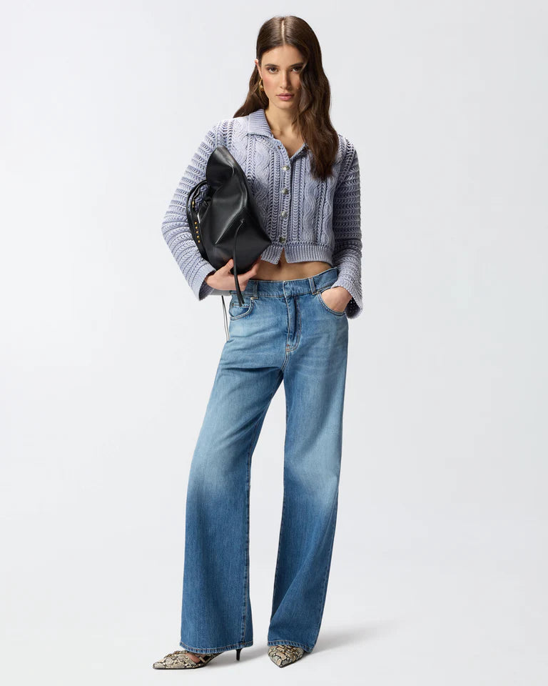 Jeans wide leg con scoloriture