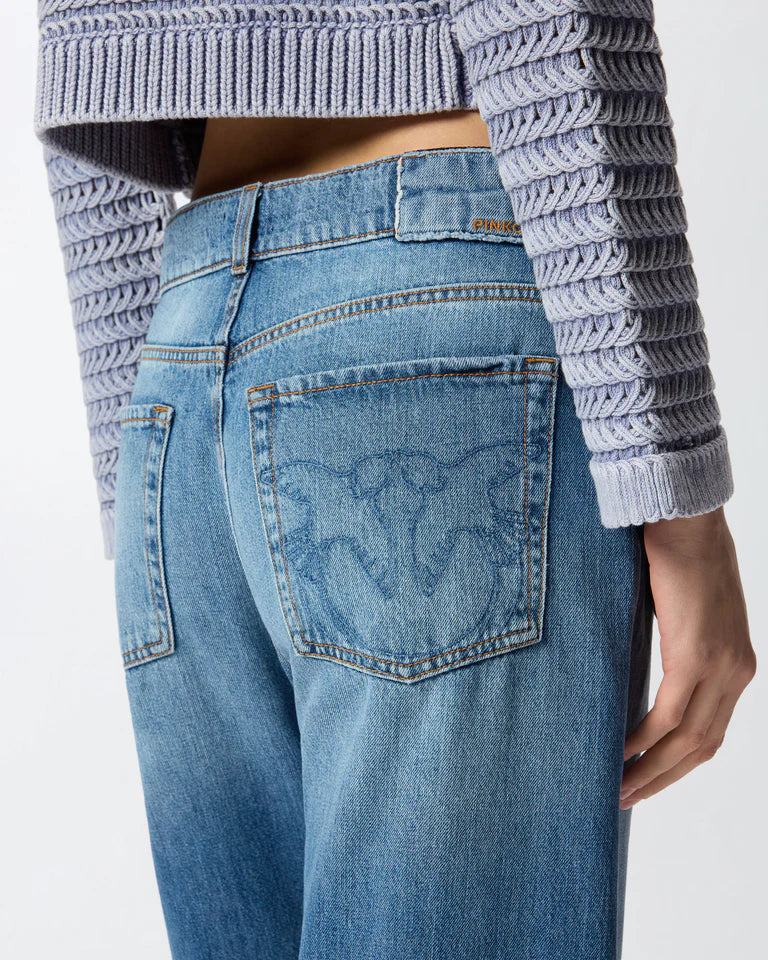 Jeans wide leg con scoloriture