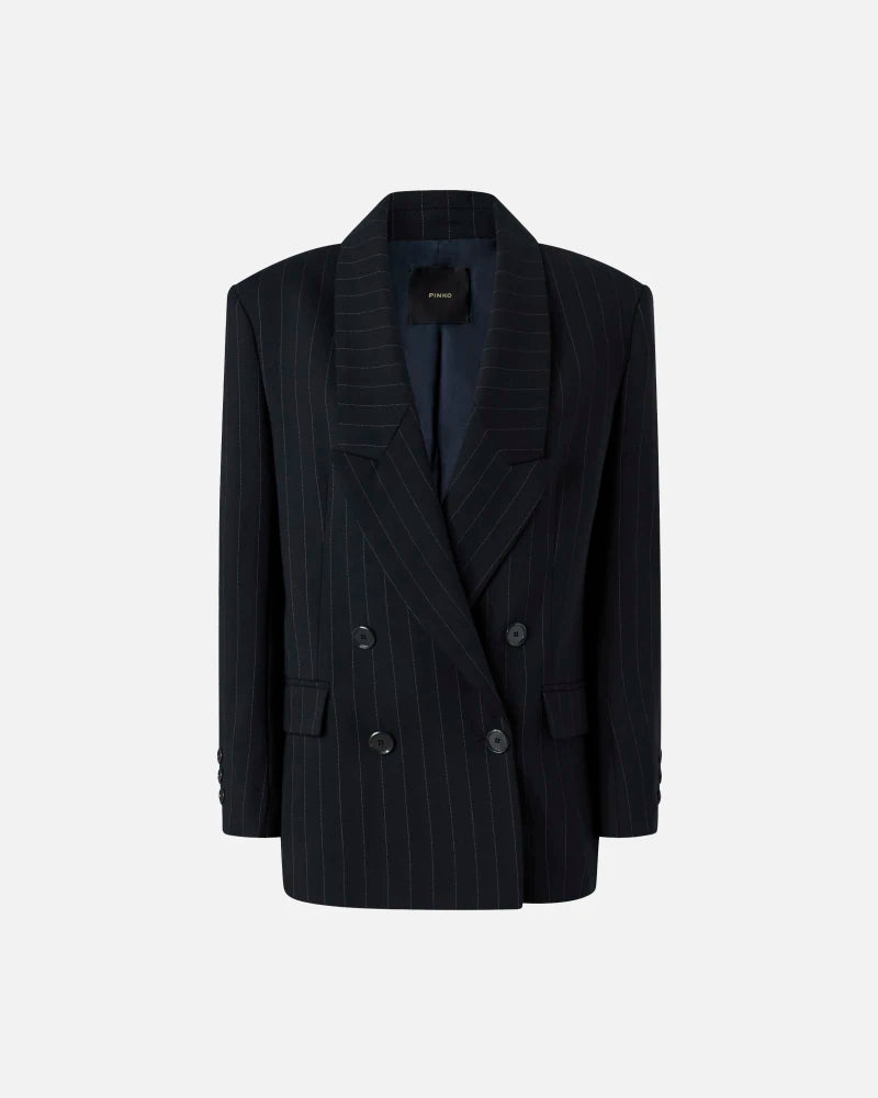 Blazer gessato doppiopetto in lana