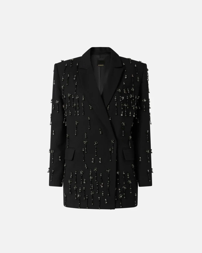 Blazer con cristalli e perle