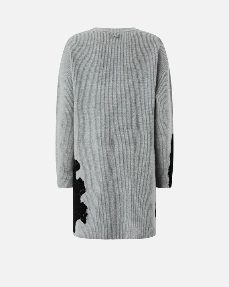 Abito corto in maglia con pizzo