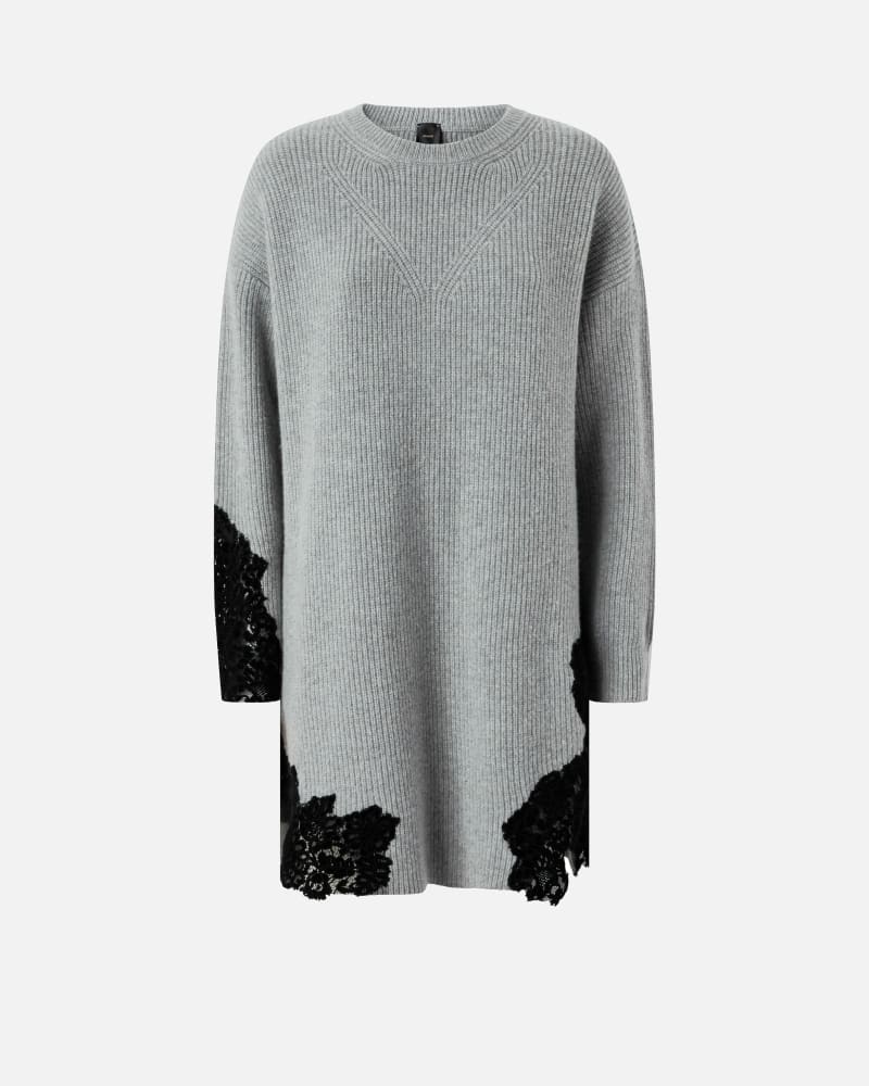 Abito corto in maglia con pizzo