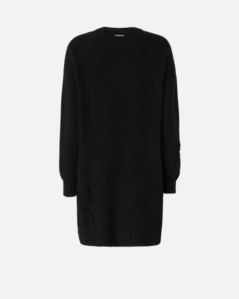 Abito corto in maglia con pizzo