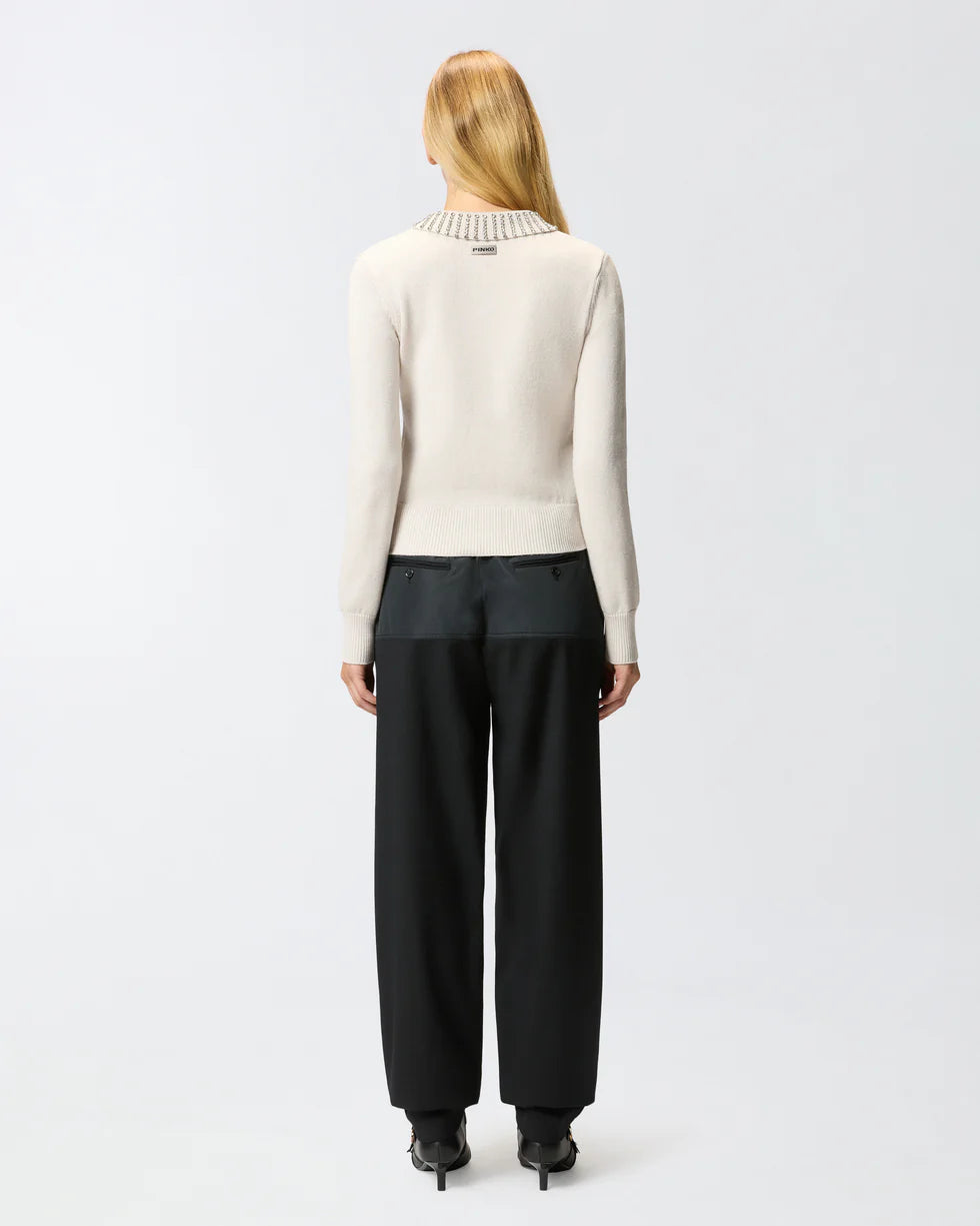 Maglia con colletto e strass