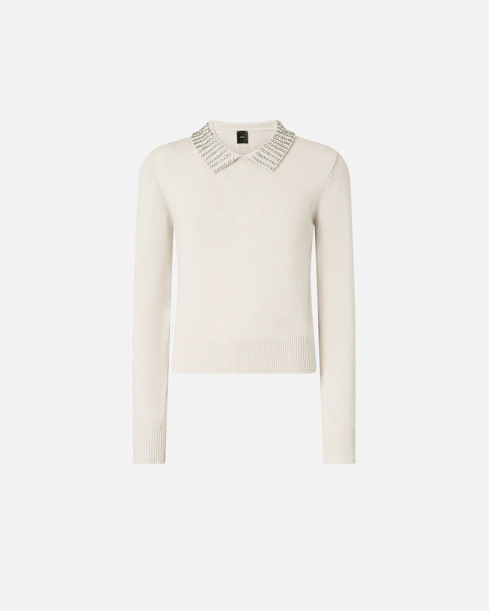 Maglia con colletto e strass