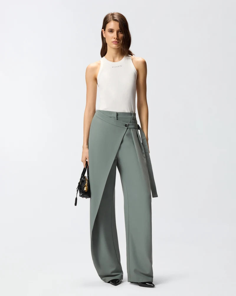 Pantaloni wide leg a portafoglio