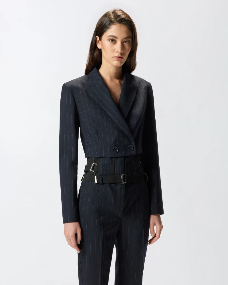 Giacca corta in lana poly gessata