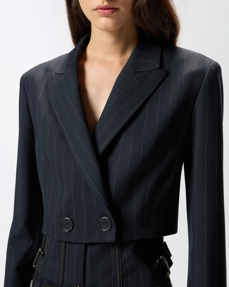 Giacca corta in lana poly gessata