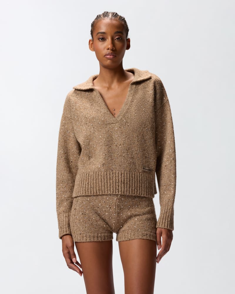 Maglione con scollo a V e strass
