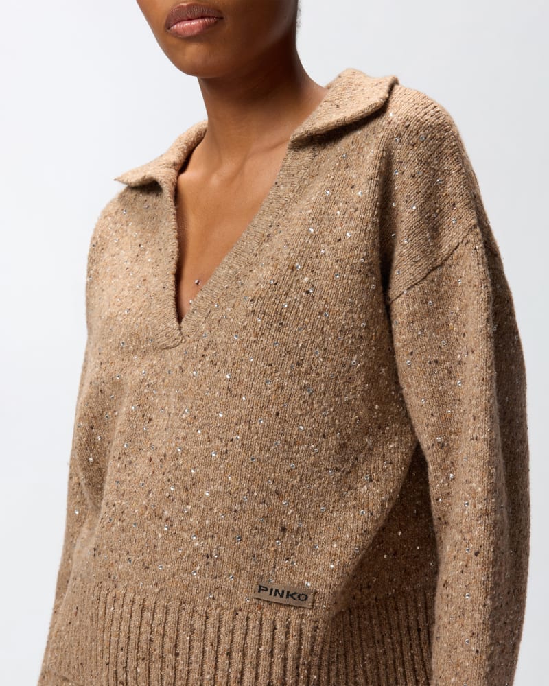 Maglione con scollo a V e strass