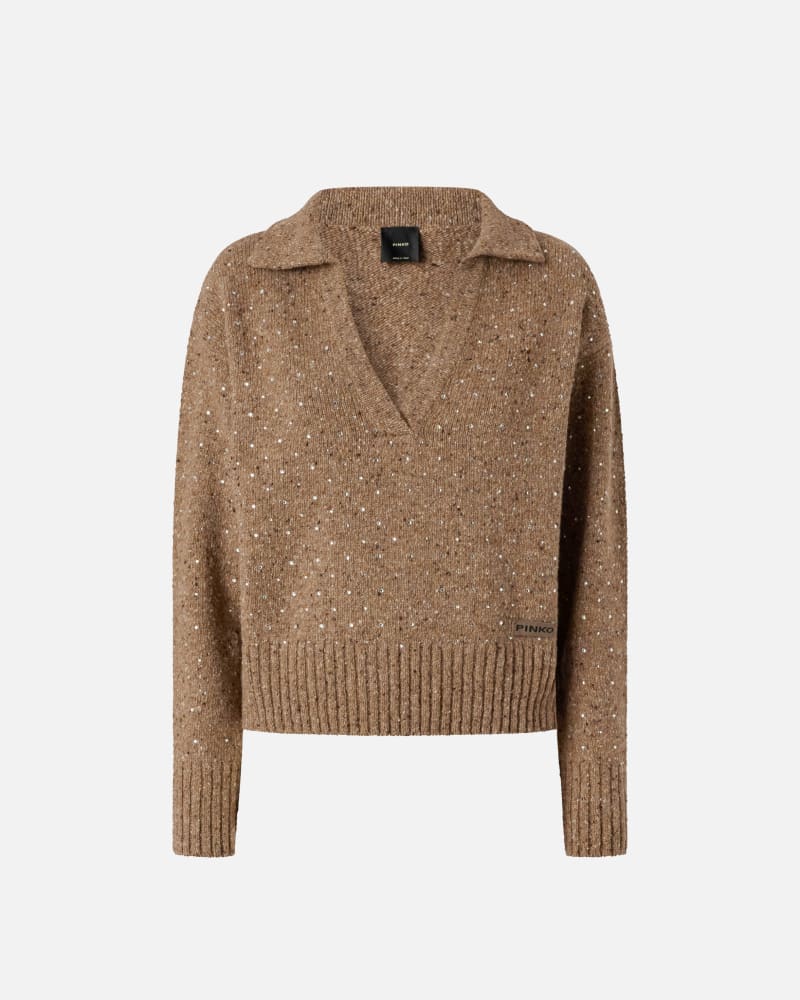 Maglione con scollo a V e strass