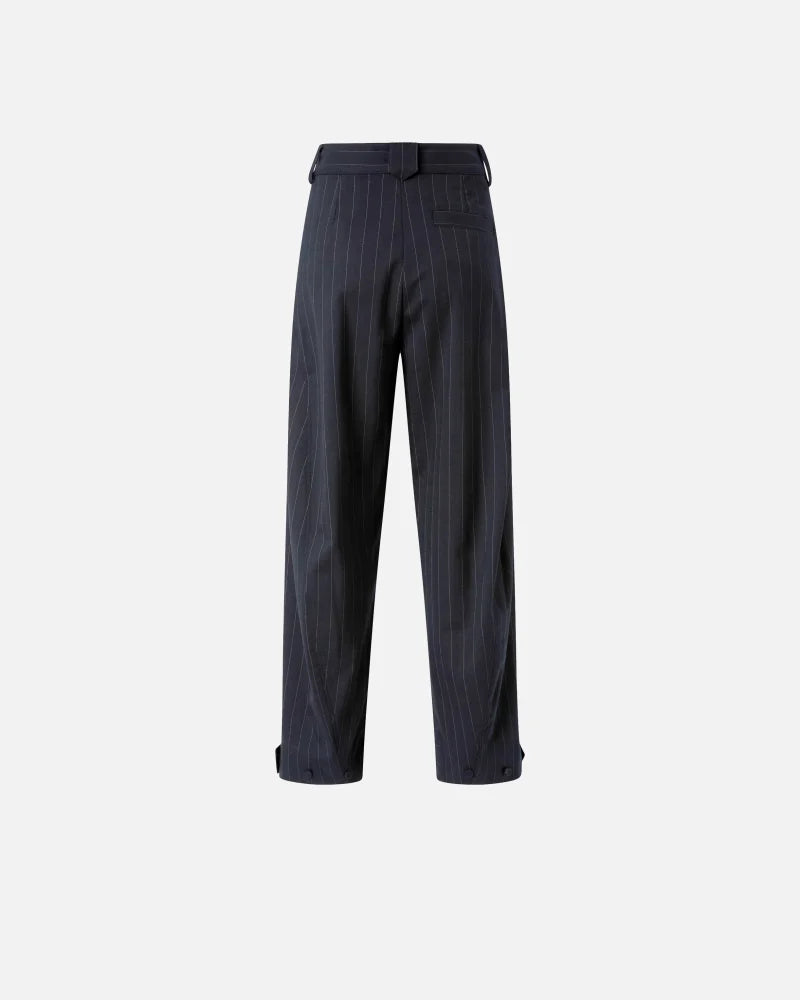 Pantaloni gessati a palloncino in lana