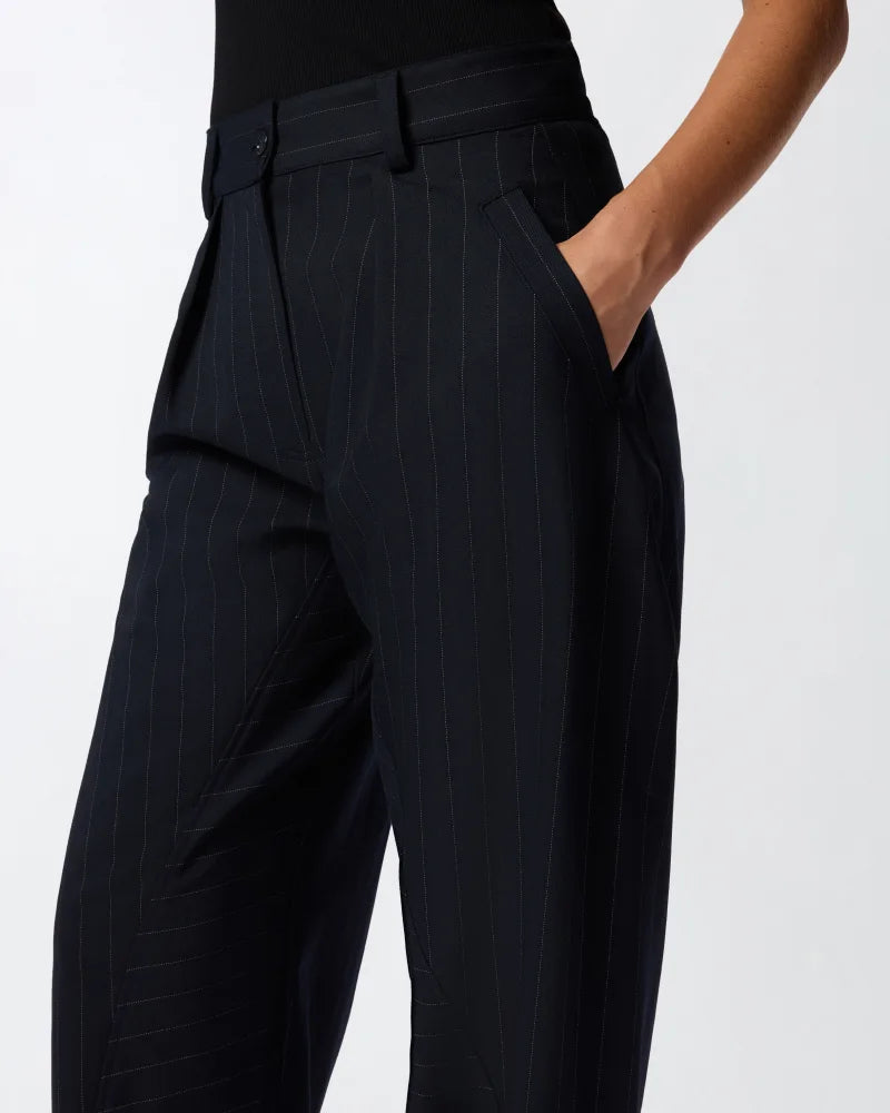 Pantaloni gessati a palloncino in lana
