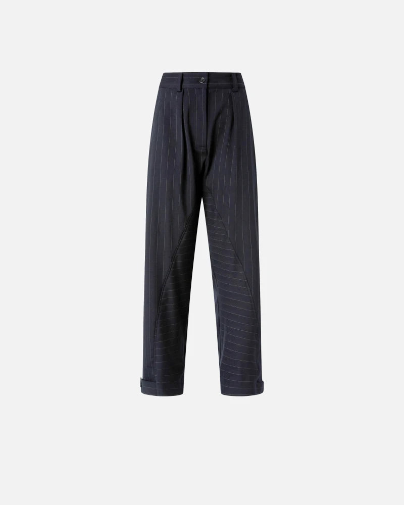 Pantaloni gessati a palloncino in lana