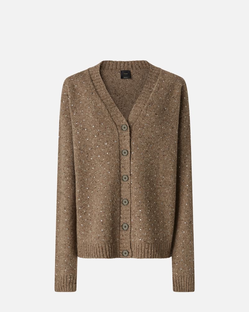 Cardigan in tessuto bouclé con strass