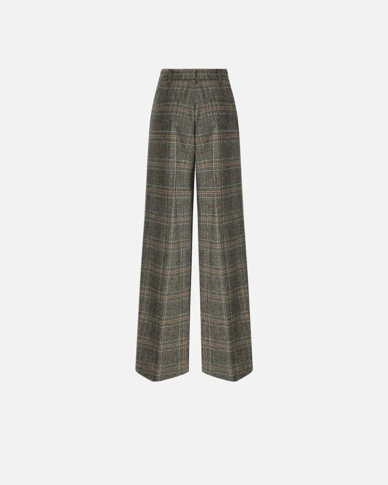 Pantaloni wide-leg in check tinto filo