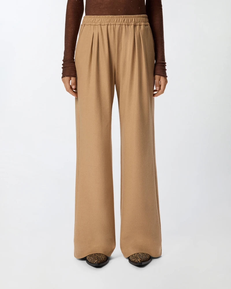Pantaloni lunghi wide-leg in misto lana