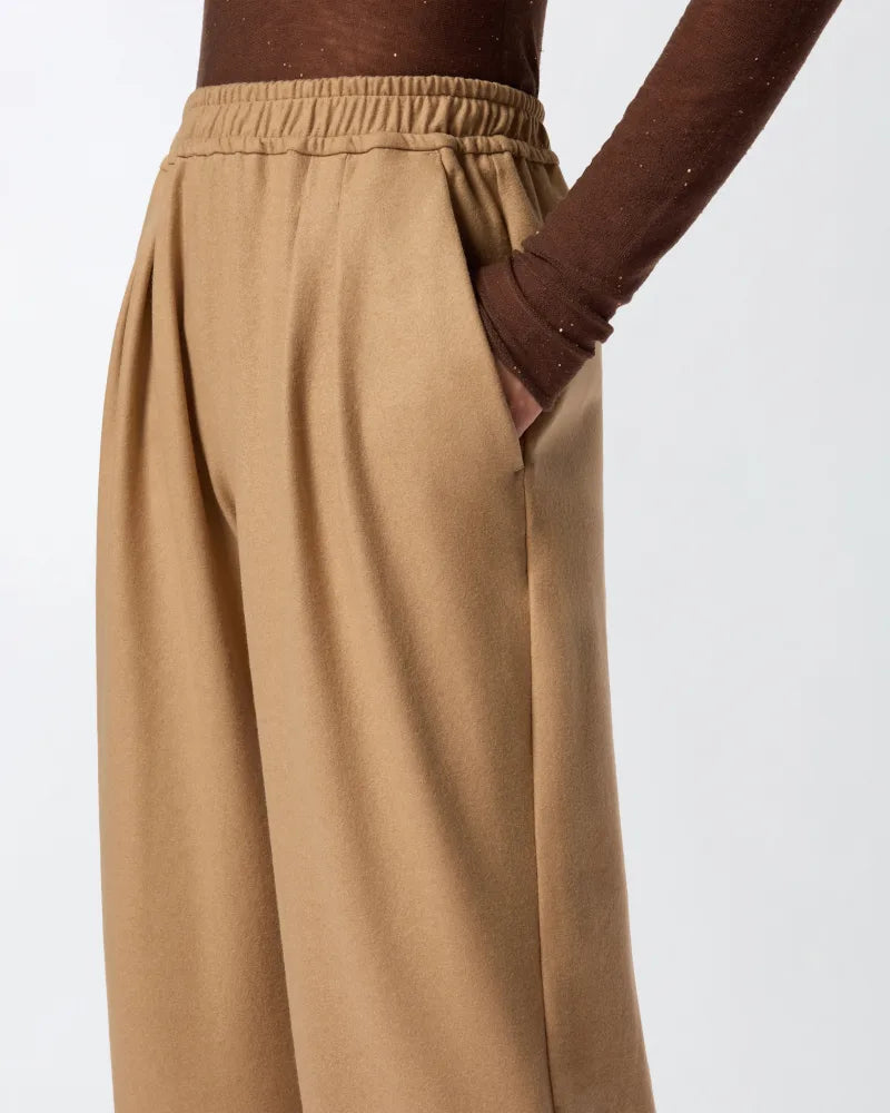 Pantaloni lunghi wide-leg in misto lana