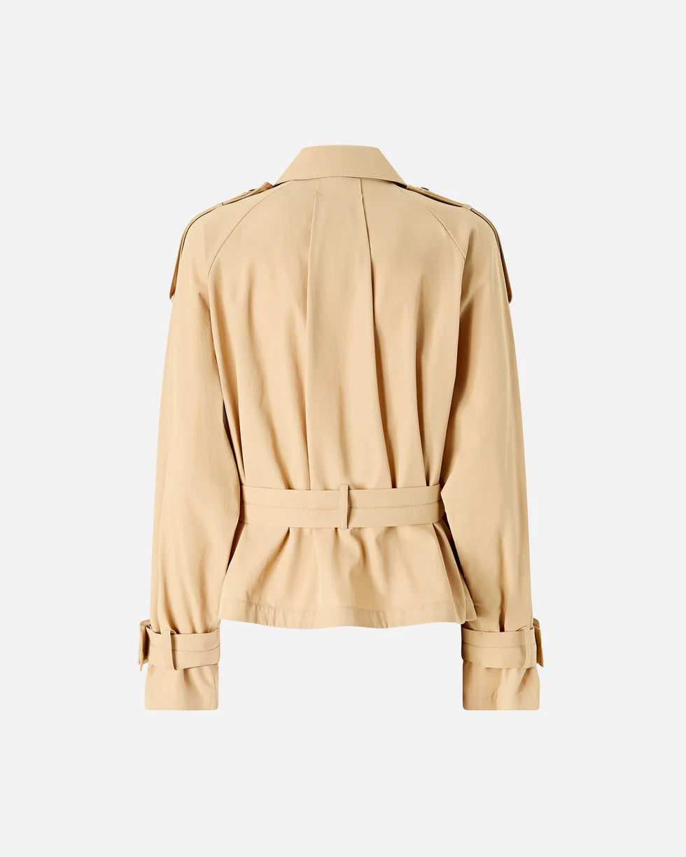 Trench corto in cotone con cintura