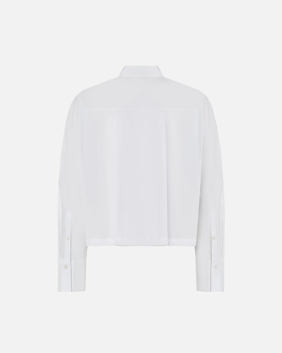 Camicia cropped in cotone a righe con logo