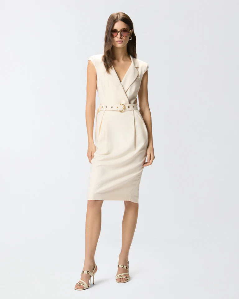 Abito midi a portafoglio con cintura