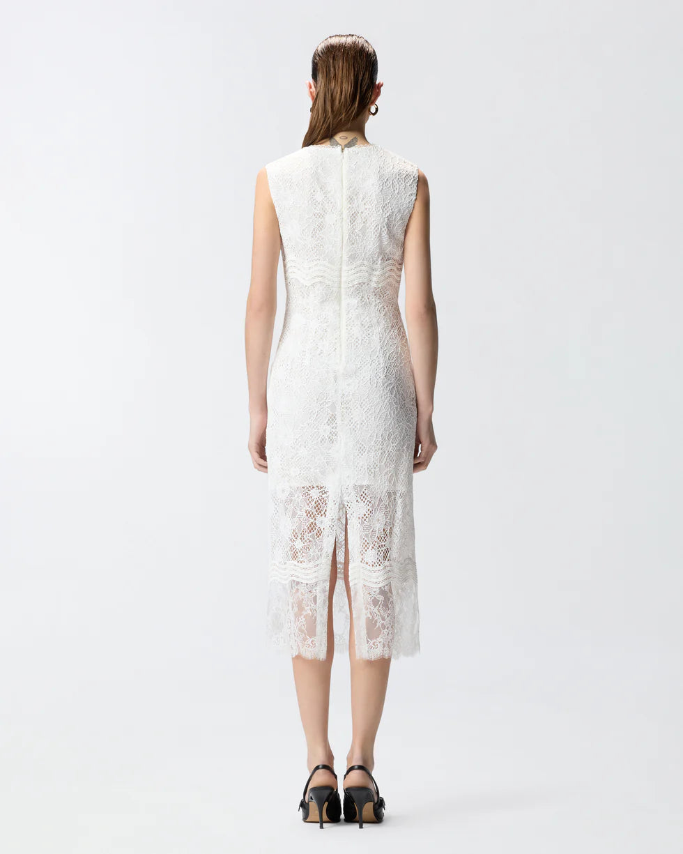 Abito midi senza maniche in pizzo