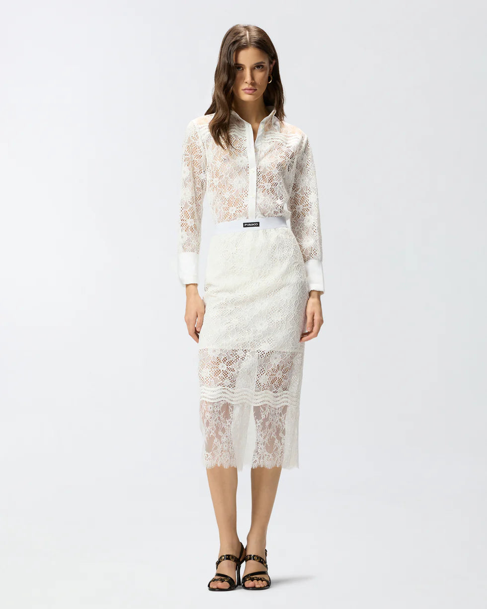 Gonna midi in pizzo con spacchetti