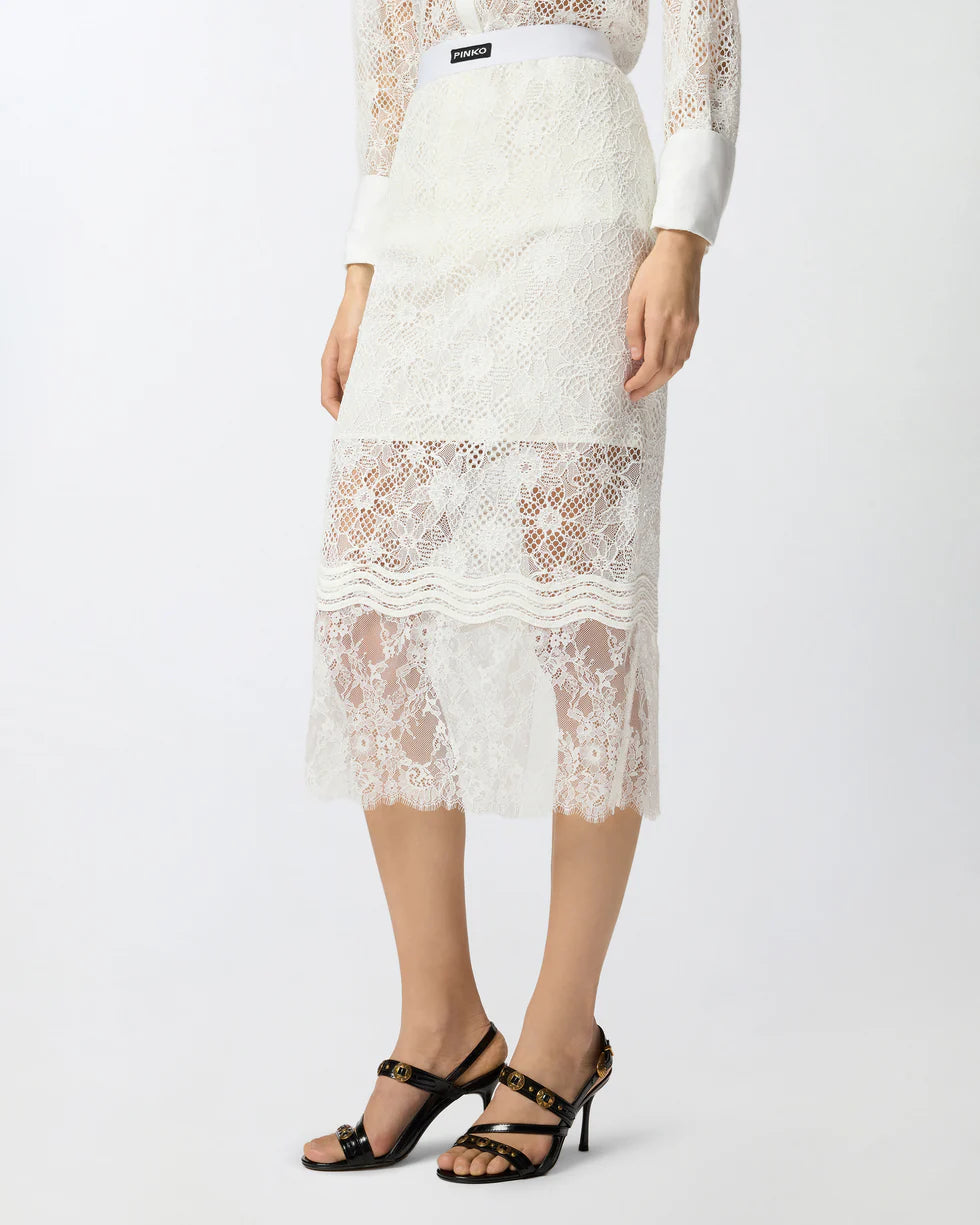 Gonna midi in pizzo con spacchetti