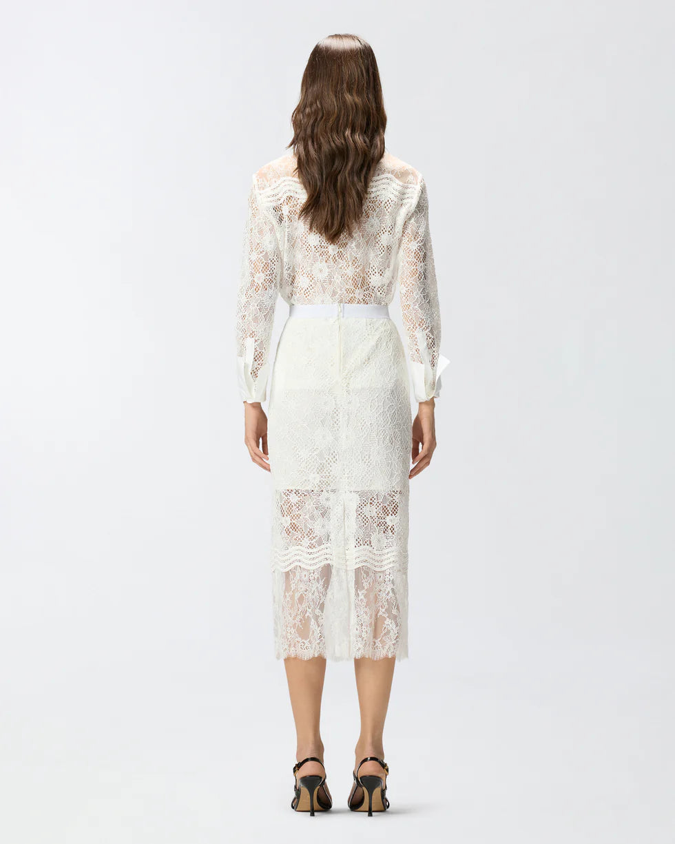 Gonna midi in pizzo con spacchetti