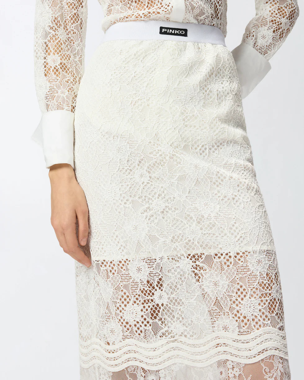 Gonna midi in pizzo con spacchetti