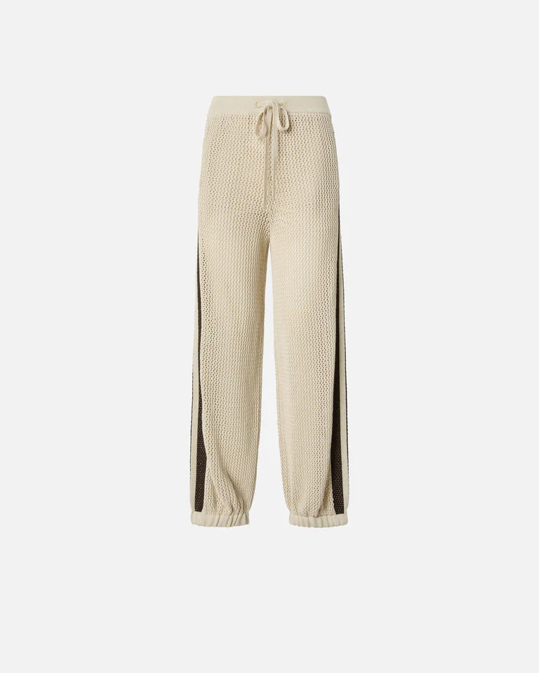 Pantaloni traforati con bande a contrasto