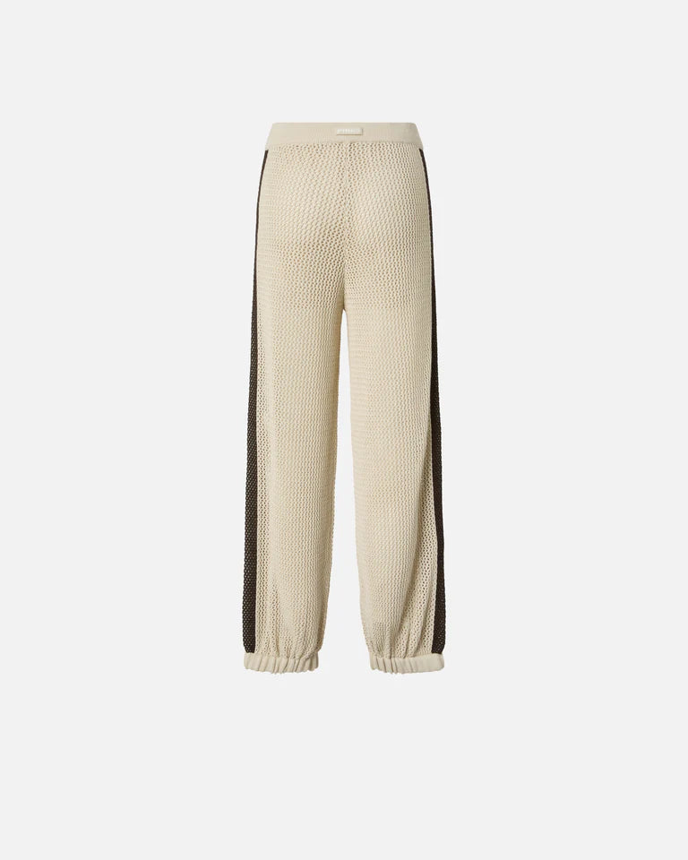 Pantaloni traforati con bande a contrasto