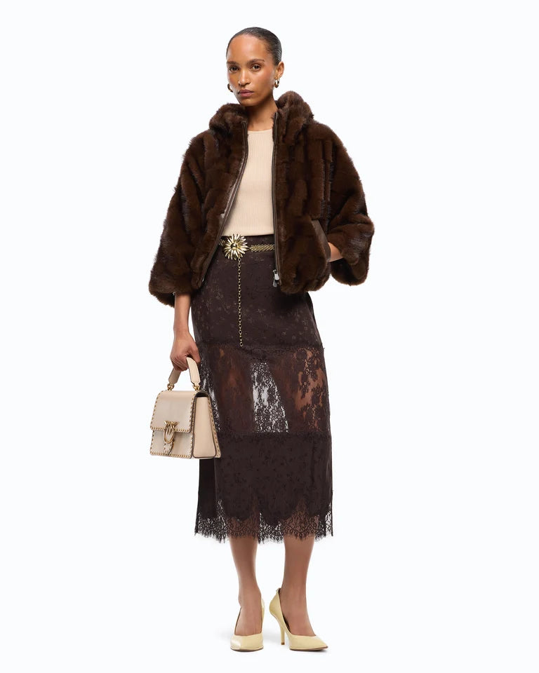 Giacca blouson effetto pelliccia con cappuccio