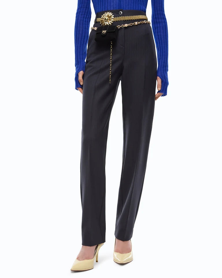 Pantaloni a sigaretta in misto lana stretch