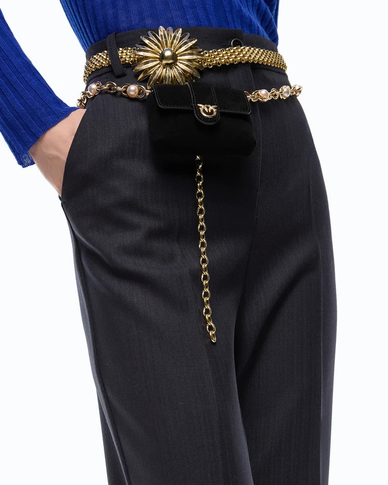 Pantaloni a sigaretta in misto lana stretch