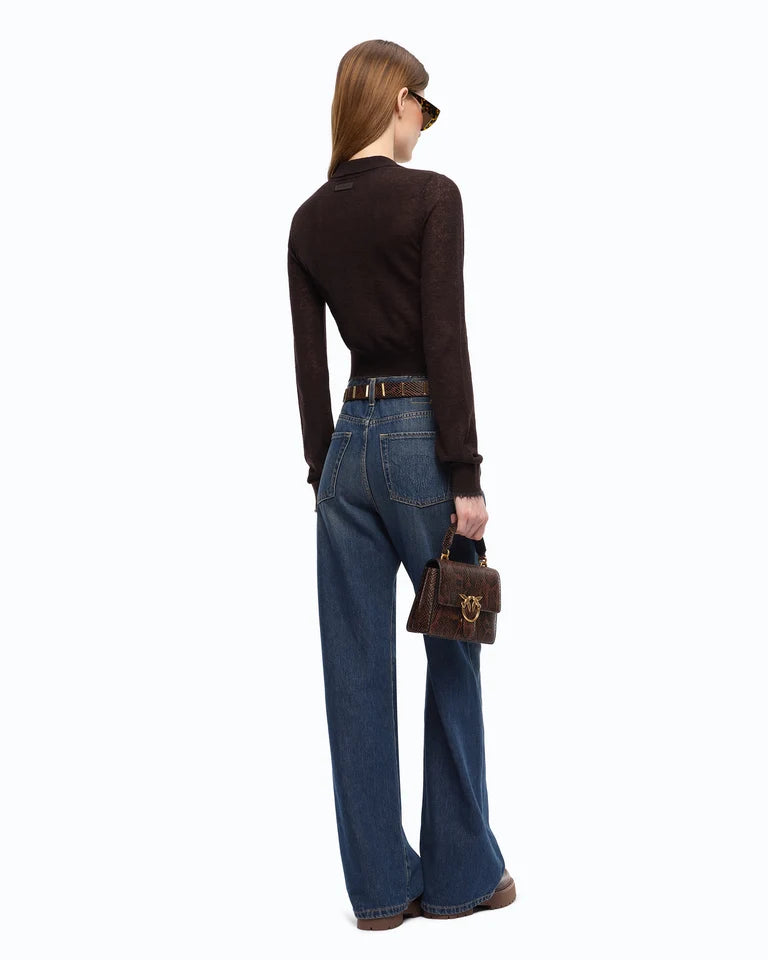Cardigan cropped con colletto a polo