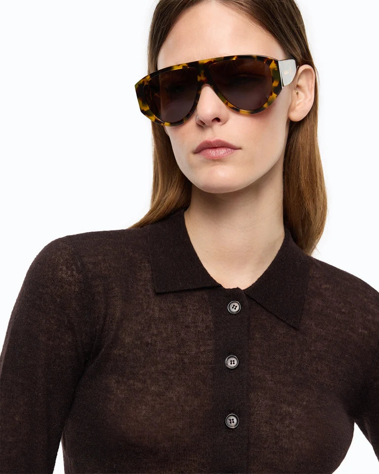 Cardigan cropped con colletto a polo