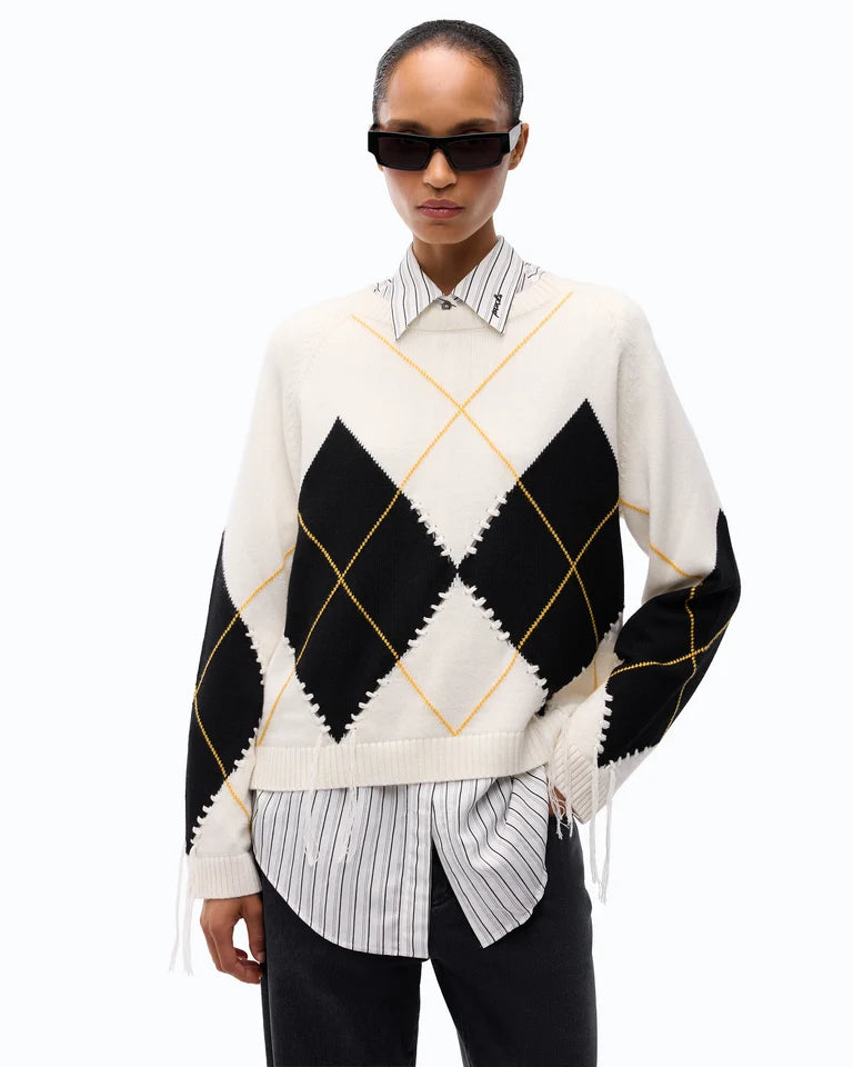 Maglione in lana e cashmere con maxi rombi