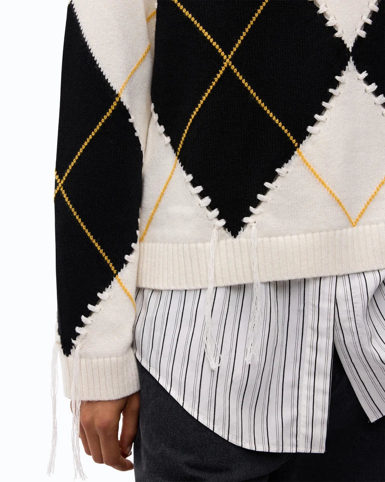 Maglione in lana e cashmere con maxi rombi