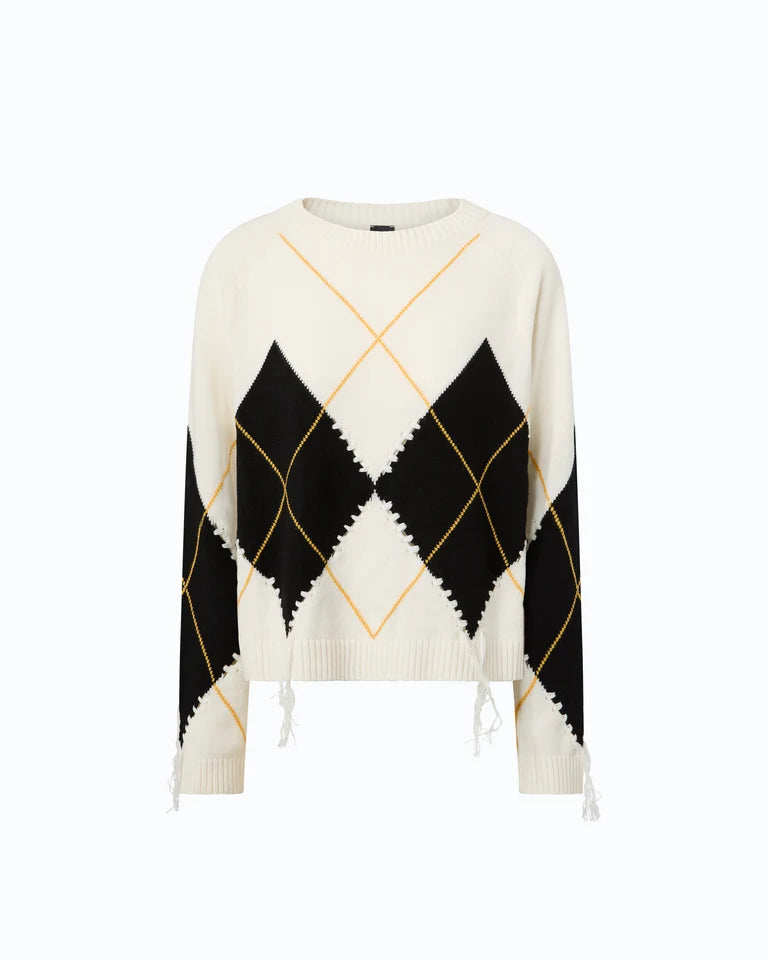 Maglione in lana e cashmere con maxi rombi