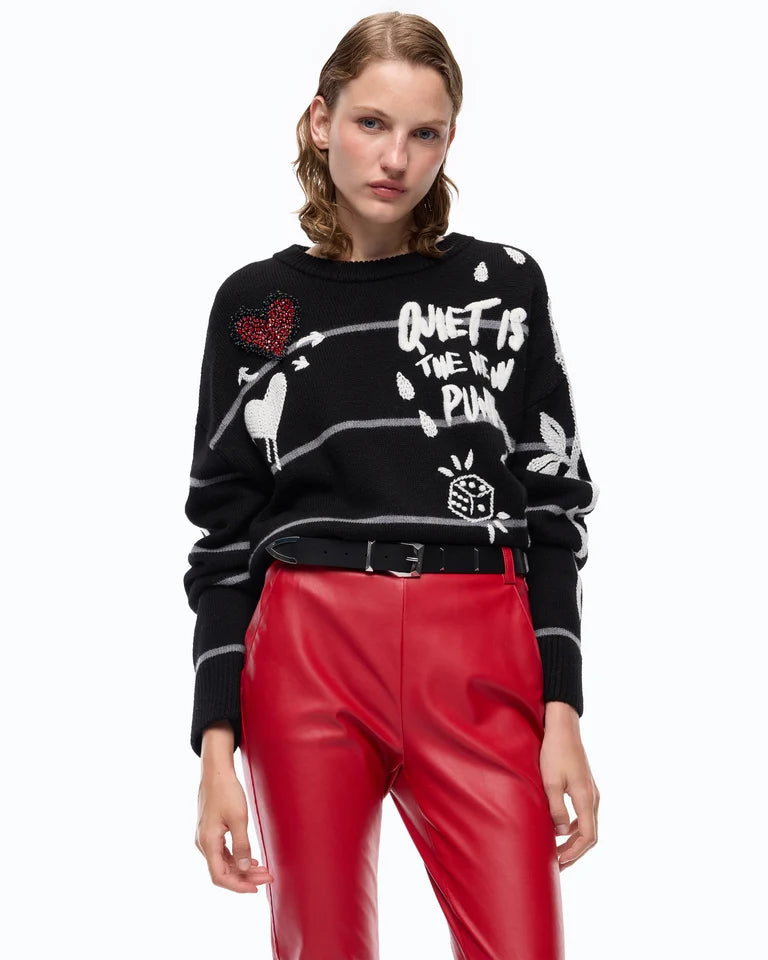Maglia in lana merino Quiet Is The New PunK