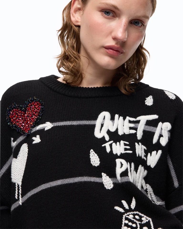 Maglia in lana merino Quiet Is The New PunK