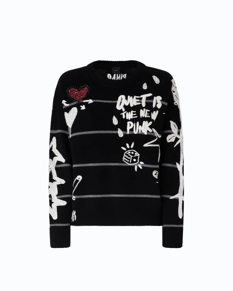 Maglia in lana merino Quiet Is The New PunK