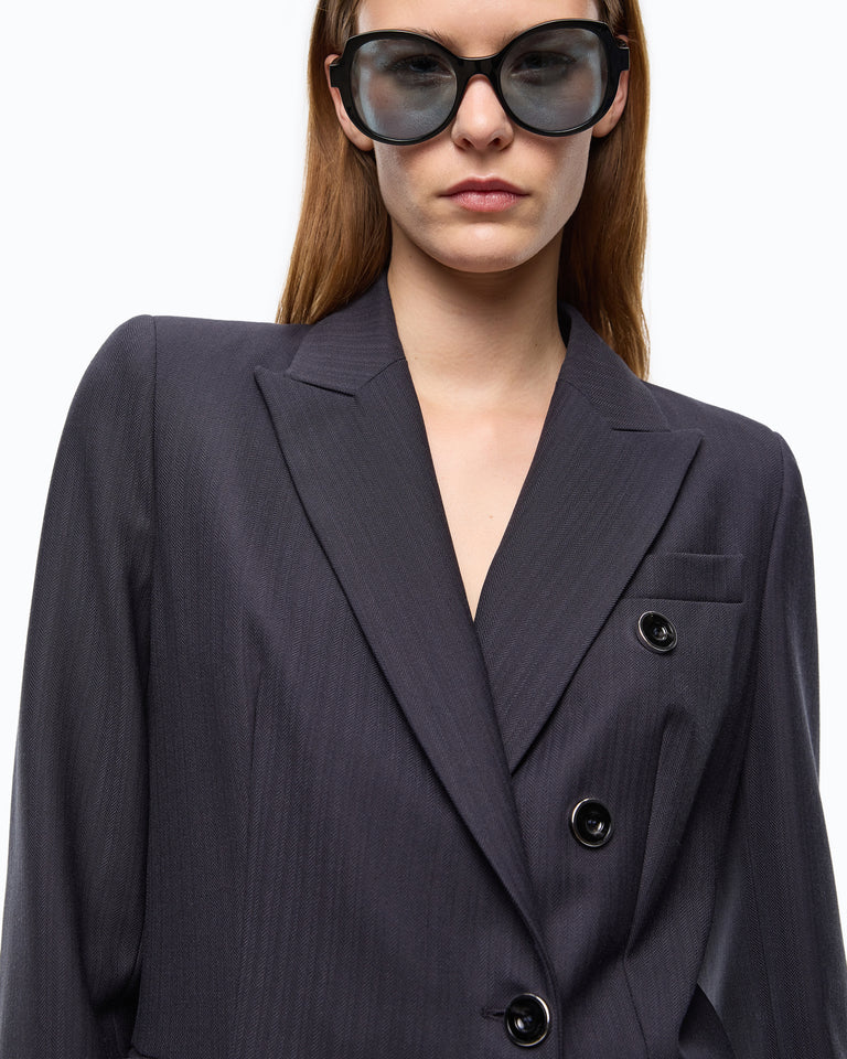 Giacca slim doppiopetto in misto lana
