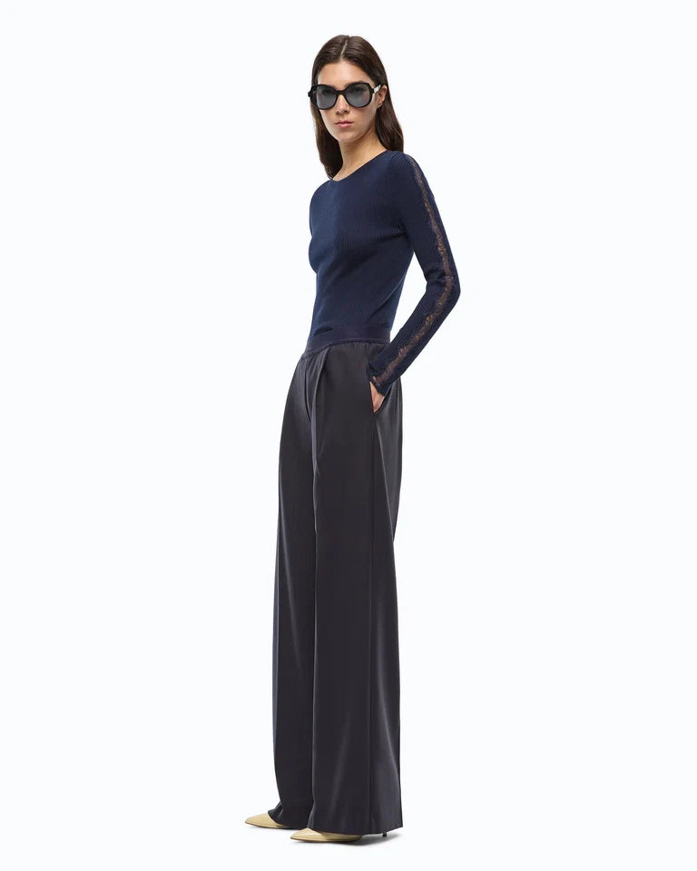 Pantaloni palazzo in misto lana stretch