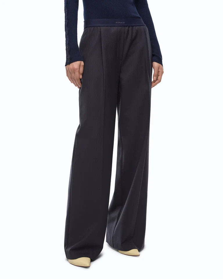 Pantaloni palazzo in misto lana stretch