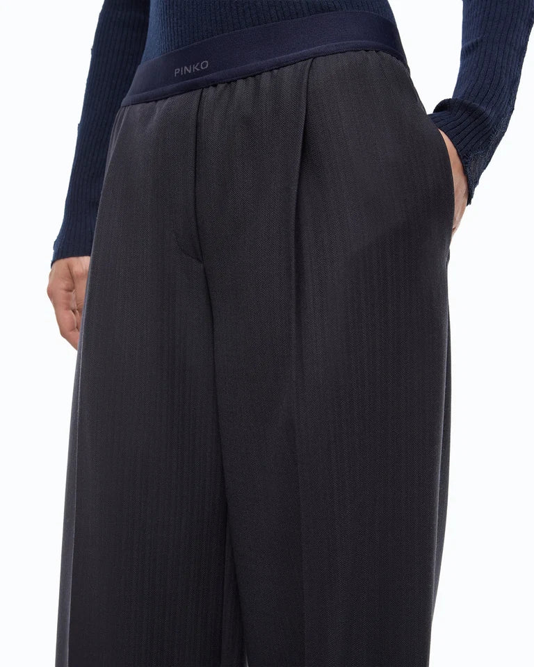 Pantaloni palazzo in misto lana stretch