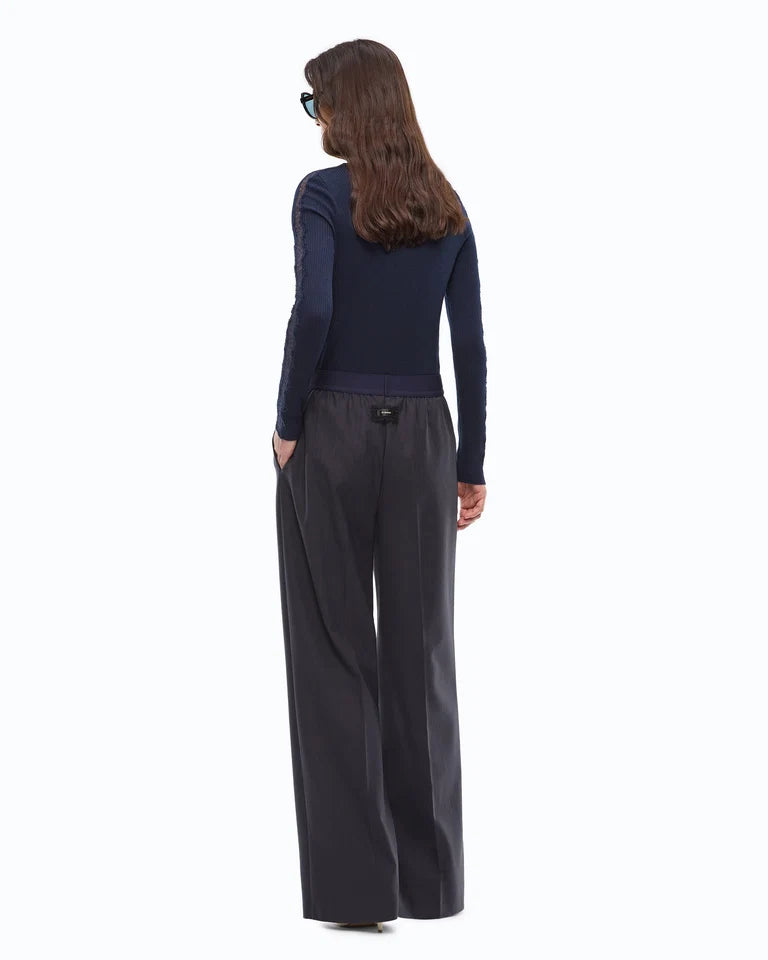 Pantaloni palazzo in misto lana stretch